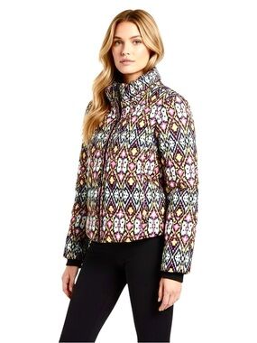 Levi's Jacket Puffer Duck Down & Feather Geometric Print Zip Up Coat Sz XL